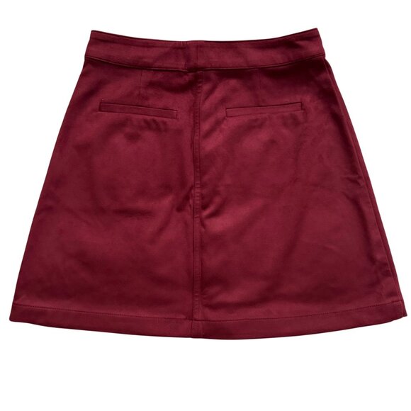 Marine Layer Myra Mini Skirt Cabernet Button Front Pockets sz 0 new - Picture 2 of 10
